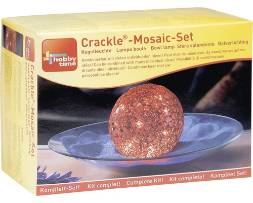 Crackle Mosaik Set für eine Kugelleuchte in einer Verpackung