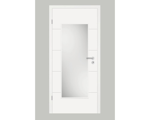 Porte de chambre Pertura Perla 05 peinture blanche (similaire RAL 9010) 86,0x198,5 cm à gauche avec découpe de lumière HD (sans verre)