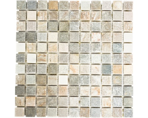 Mosaïque en pierre naturelle XQM 10XS, beige-gris, 30.5x32.5 cm