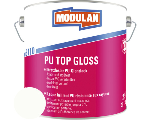 MODULAN 6110 PU Lack Top Gloss RAL 9016 blanc signalisation 2,5 l