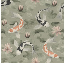 Vliestapete 409437 Kimono Koi grün