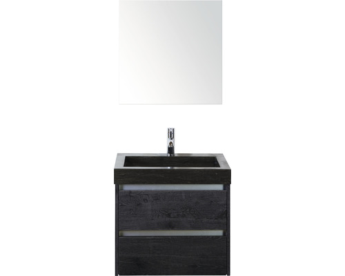 Ensemble de meubles de salle de bains Dante 60 black oak avec vasque Lucca + armoire de toilette