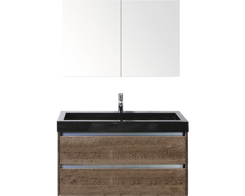 Badmöbel-Set Sanox Dante Frontfarbe tabacco BxHxT 101x170x45,5 cm mit Natursteinwaschtisch und Spiegelschrank Badmöbel-Set Sanox Dante Frontfarbe tabacco BxHxT 101x170x45,5 cm mit Natursteinwaschtisch und Spiegelschrank