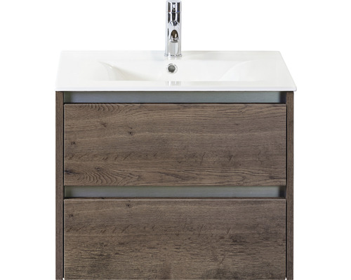 Lavabo avec meuble bas Sanox DANTE lxhxp 61x52x46 cm couleur de façade tabacco 81700139