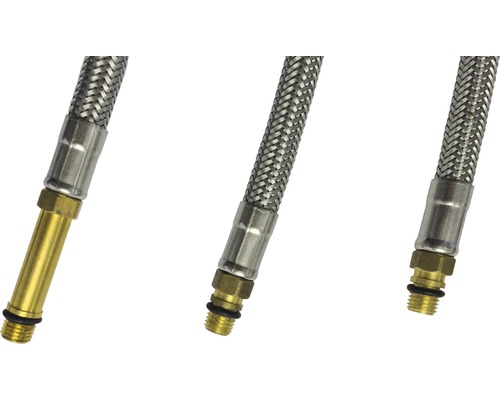 Trois flexibles blindés en métal