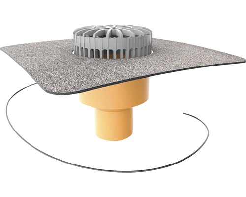 Avaloir de terrasse TopWet avec manchette bitumée intégrée chauffant DN 125 mm h = 182 mm