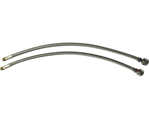 Zwei Panzerschläuche aus Edelstahl unterschiedlicher Länge