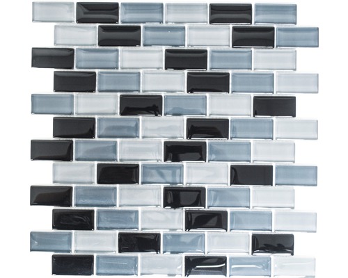 Mosaïques de verre XCM B899, noir-gris, 30,5x32,5 cm