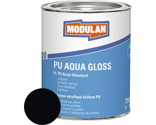 Laque MODULAN 6200 PU Aqua Gloss RAL 9005 noir profond 750 ml