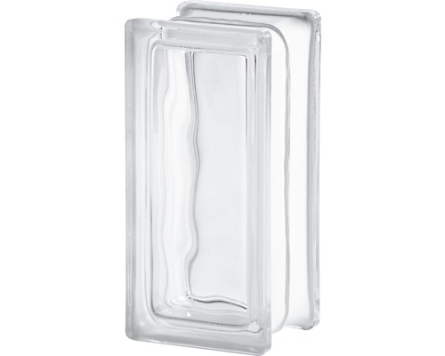 Glasbaustein Wolke Halbstein weiss 19 x 9 x 8 cm Klarglas-Glasbaustein