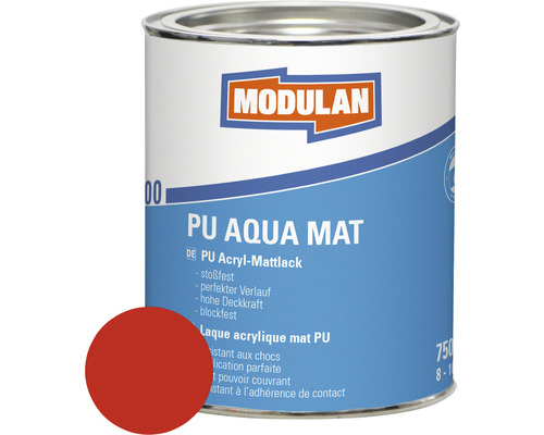 Laque MODULAN 6200 PU Aqua mat RAL 3000 rouge vif 750 ml