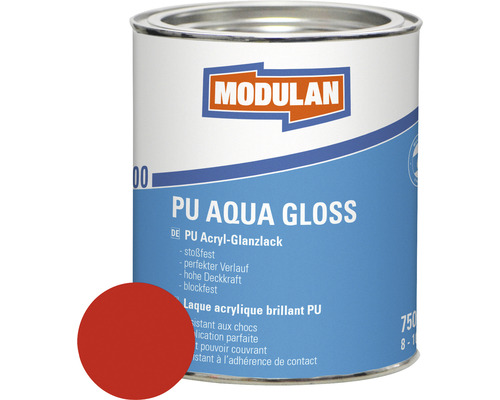 Laque MODULAN 6200 PU Aqua Gloss RAL 3000 rouge vif 750 ml