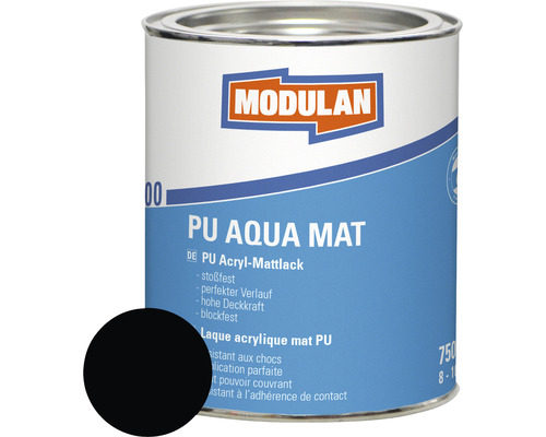 Laque MODULAN 6200 PU Aqua mat RAL 9005 noir profond 750 ml