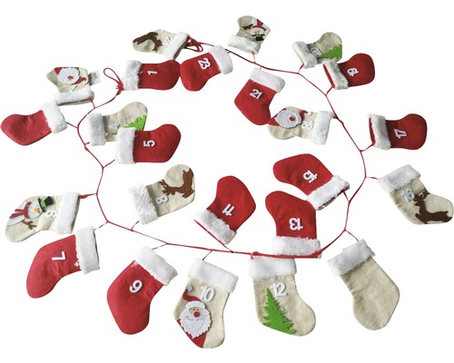 Calendrier de l'Avent 24 chaussettes rouge