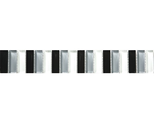 Frise en verre baguette noir-gris-blanc 30x5 cm
