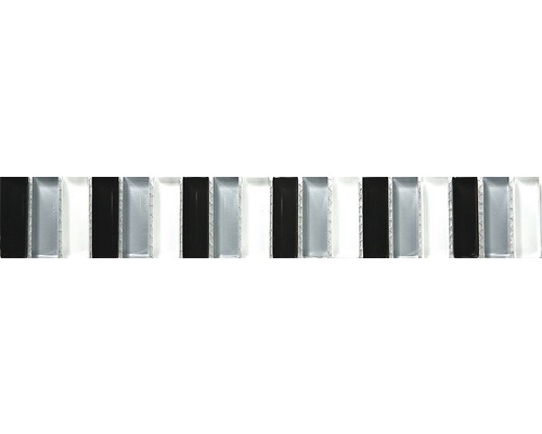 Glasbordüre Stäbchen schwarz-grau-weiss 30x5 cm Abbildung von Aluminiumprofilen in verschiedenen Ausführungen