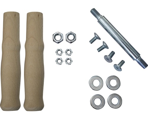 Accessoires de montage pour brouette CAPITO 8698987,5691696,5691699,5691698 Kit d''accessoires avec deux manches en bois, une tige filetée, quatre vis, quatre écrous et quatre rondelles