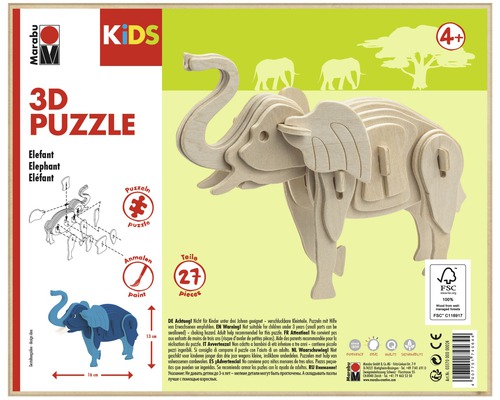 Marabu Kids 3D-Puzzle Elefant-0