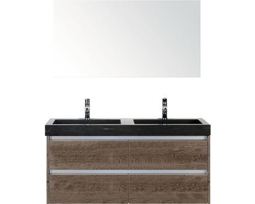 Ensemble de meubles de salle de bains Dante 120 tabacco avec double vasque Lucca + miroir