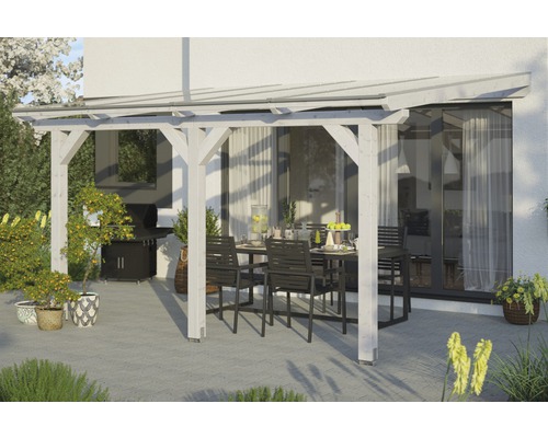 Toiture pour terrasse SKAN HOLZ Andria 434x350 cm blanc