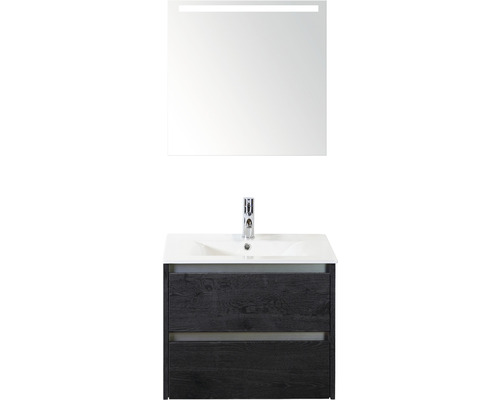 Ensemble de meubles de salle de bains Dante 60 black oak avec vasque Enjoy + miroir Feel