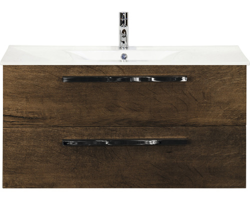 Lavabo avec meuble bas Sanox SEVILLE lxhxp 101x52x46 cm couleur de façade tabacco 81708539