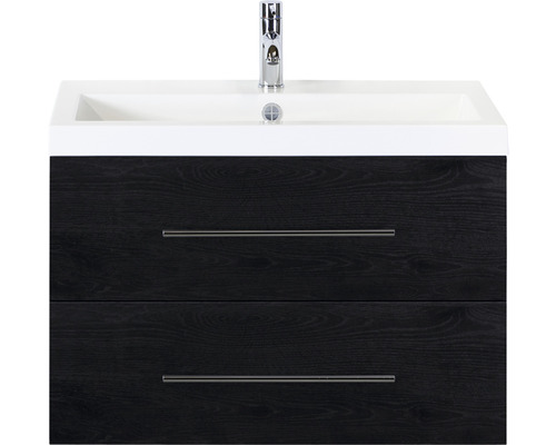 Lavabo avec meuble bas Sanox STRAIGHT lxhxp 80x55x40 cm couleur de façade black oak 84715149