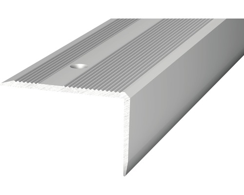 Nez de marche Prinz aluminium argent perforé 40 x 25 x 1000 mm Profil de bord d''escalier en aluminium avec structure rainurée et trou de forage