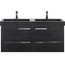 Naturstein Doppelwaschbecken mit Unterschrank Sanox SEVILLE BxHxT 121x58x45.5 cm Frontfarbe black oak 81703349
