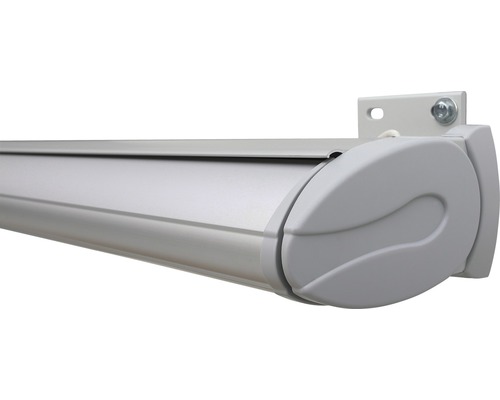 Detailansicht einer Gelenkarmmarkise mit Wandhalterung