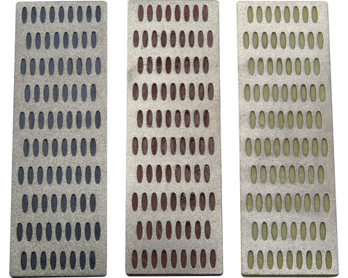 Technocraft jeu de pierres à aiguiser diamantées K 150, K 300, K 400 3 pcs. Trois plaques de meulage diamantées avec différents grains