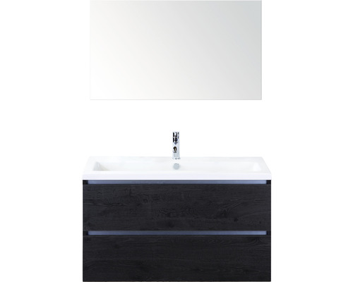 Badmöbel-Set Sanox Vogue Frontfarbe black oak BxHxT 101x170x41 cm mit Keramikwaschtisch und Spiegel Badmöbel-Set Sanox Vogue Frontfarbe black oak BxHxT 101x170x41 cm mit Keramikwaschtisch und Spiegel