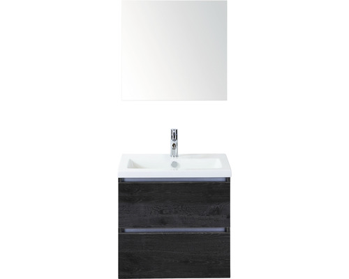 Ensemble de meubles de salle de bains Vogue 60 black oak avec vasque + miroir