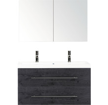 Ensemble de meubles de salle de bains avec lavabo, meuble bas avec deux tiroirs et armoire de toilette