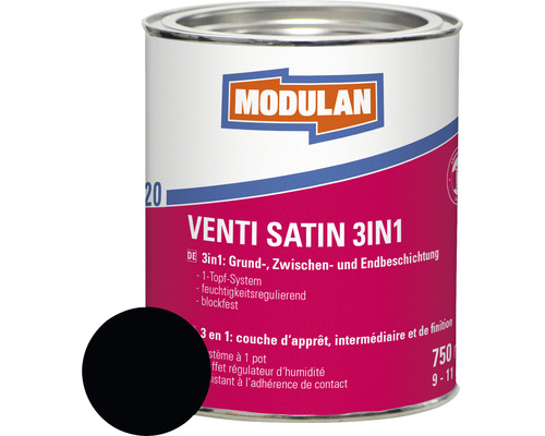 MODULAN 6120 Venti Lack Satin 3en1 RAL 9005 noir 750 ml