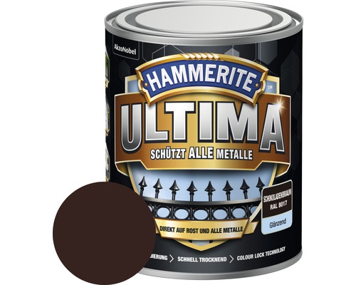 Peinture antirouille & peinture métal HAMMERITE Ultima Ral 8017 marron chocolat brillant 750 ml