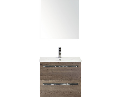 Ensemble de meubles de salle de bains Seville 60 cm lavabo en céramique avec armoire de toilette tabacco