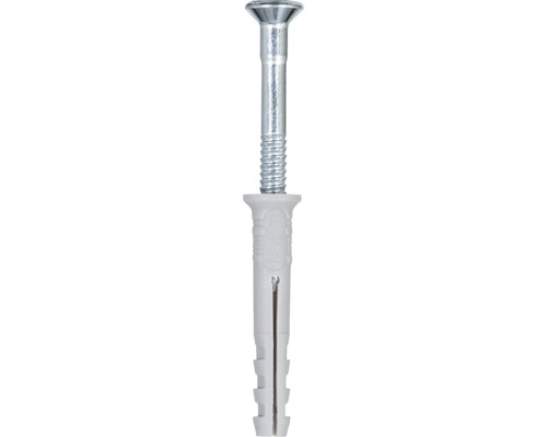 Cheville à clou Upat UN 6x40/10 S à tête fraisée galvanisée 100 pièces Clou avec cheville pour fixation