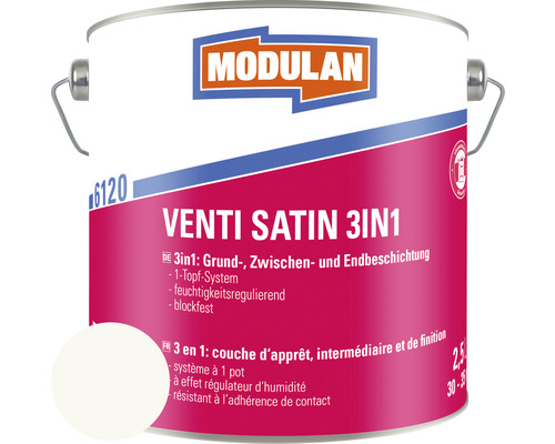 MODULAN 6120 Venti Lack Satin 3en1 RAL 9016 blanc signalisation 2,5 l