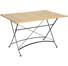 Table de jardin rectangulaire en bois avec cadre métallique