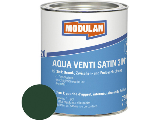 Laque MODULAN 6220 Aqua Venti satin 3en1 RAL 6005 vert mousse 750 ml