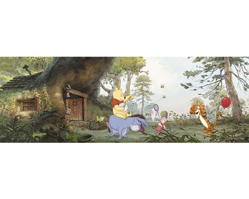Papier peint panoramique 4-413 Disney Edition 4 Pooh's House 4 pces 368 x 127 cm Illustration de Winnie l''ourson et ses amis dans la forêt
