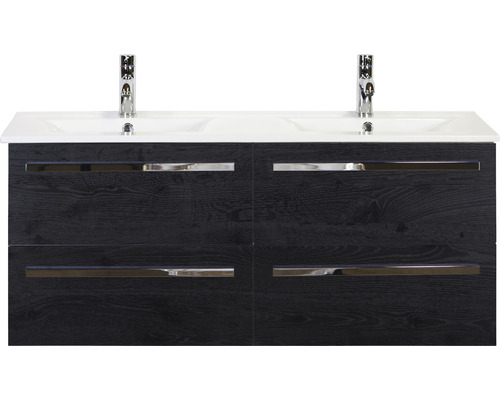 Ensemble de meubles de salle de bains Seville 120 cm céramique lavabo Enjoy meuble bas black oak