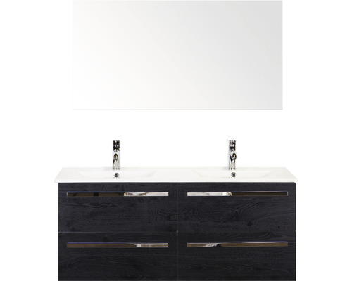 Ensemble de meubles de salle de bains Seville 120 cm céramique lavabo avec miroir black oak