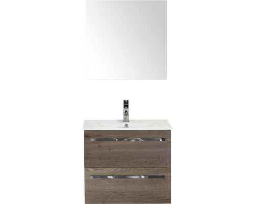 Ensemble de meubles de salle de bains Seville 60 cm céramique lavabo avec miroir tabac