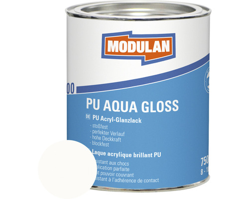 Laque MODULAN 6200 PU Aqua Gloss RAL 9016 blanc signalisation 750 ml