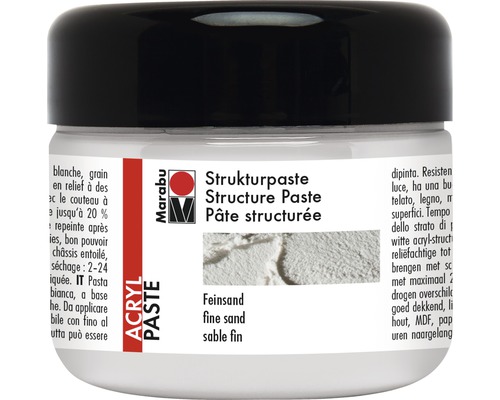 Pâte structurante Marabu blanc sable fin 809 225 ml Pâte structurée sable fin Marabu dans un récipient transparent