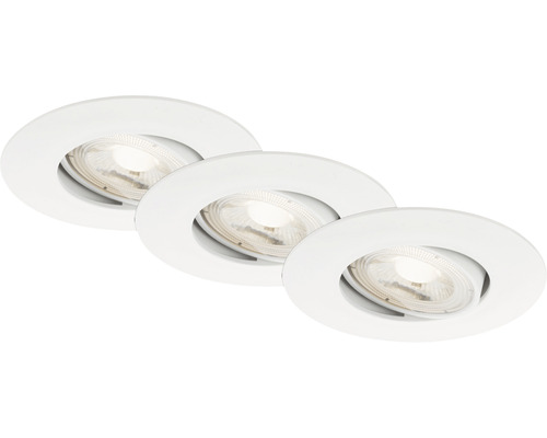 Set d'éclairages encastrés LED 3 pces à intensité lumineuse variable IP23 3x5 W 3x460 lm 3000 K blanc Ø 9/6,8 cm 230 V