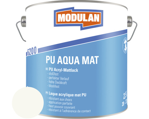 Laque MODULAN 6200 PU Aqua mat RAL 9016 blanc signalisation 2,5 l