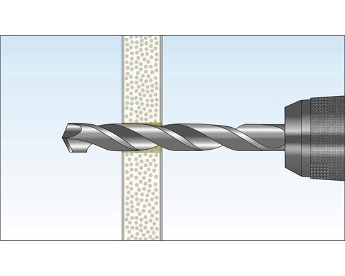 Bohrer bohrt durch Material
